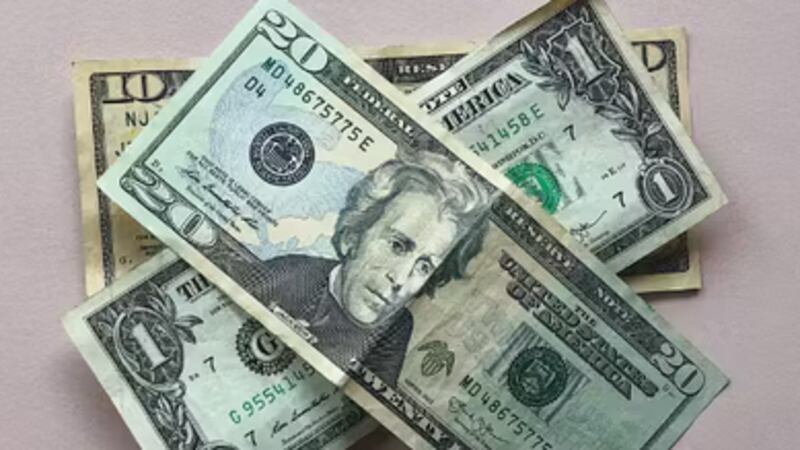 American money on a table.