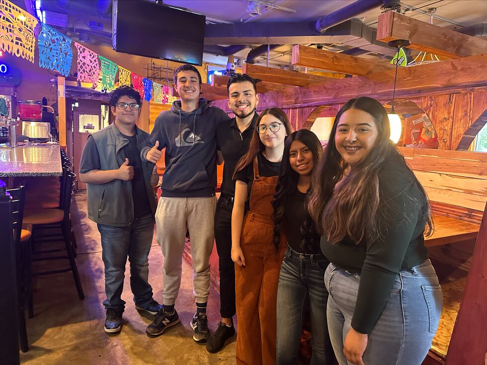 The Melting Pot-Cast hosts with Jorje Salas at Los Arcos moments after recording the episode.