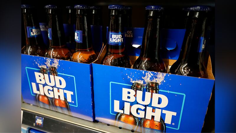 Bottles of Bud Light beer sit on a shelf at a grocery store on April 25, 2023, in Glenview, Ill.