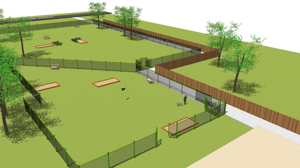 This is an above shot of what the dog park might look like.