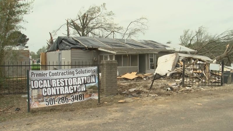 One of the homes damaged from the March 31 tornado, under renovation