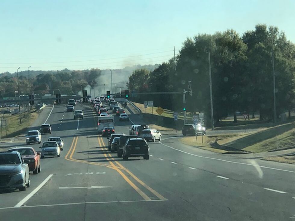Officers are on the scene of a vehicle fire on a busy Jonesboro intersection.