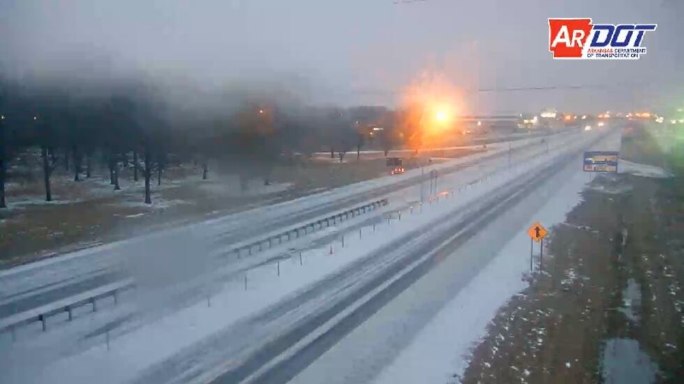 It was also slow going for motorists on I-555 in Jonesboro, where the thoroughfare was covered...