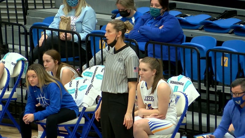 Carrie Satterfield-Eoff officiates February 25th during the 4A-3 Tournament. The former...