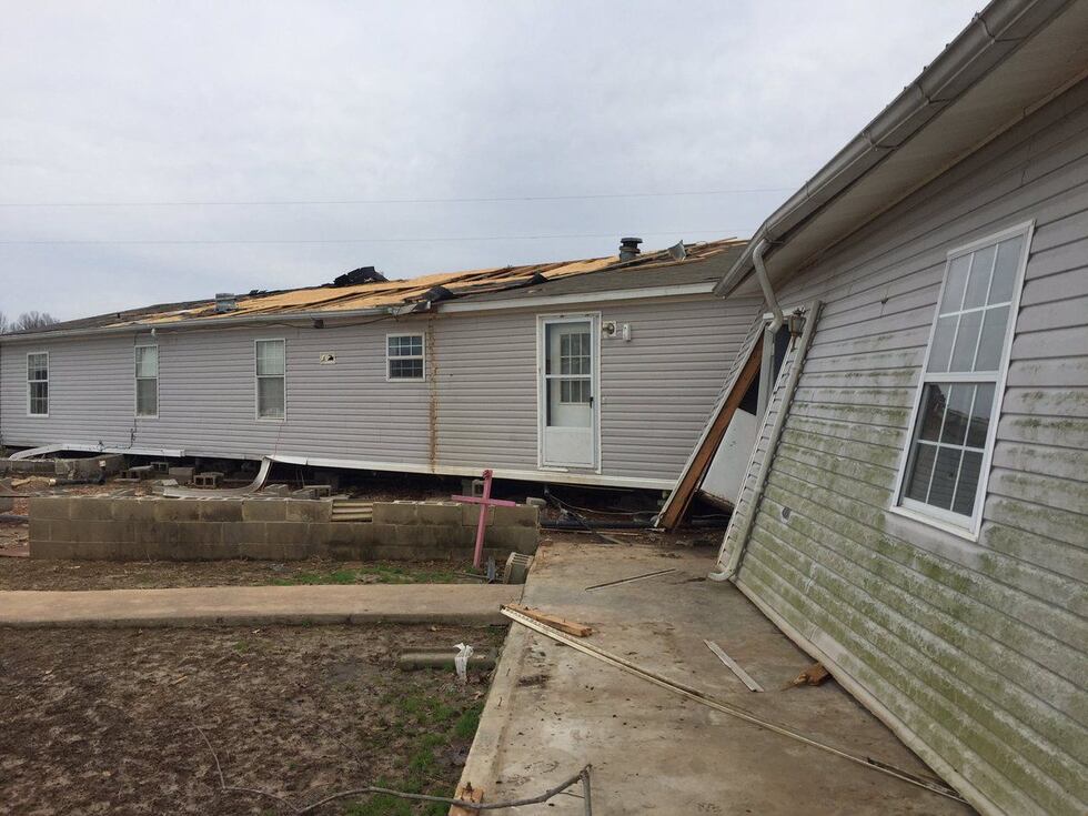 A home in the McDougal area was ripped off its foundation Saturday night after storms went...