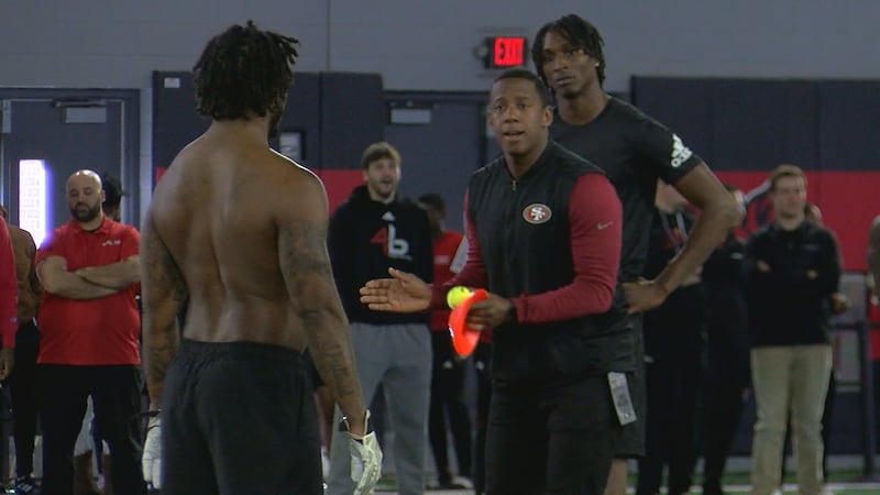 The 49ers were one of 12 teams in Jonesboro to watch 7 A-State athletes work out.